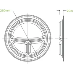 25cm / 10" 3-Compartment Round Plant Fibre Plate