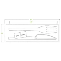 16.5cm / 6.5" PLA Knife, Fork, Napkin, Salt & Pepper Set