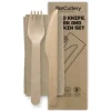 16cm Wood Knife, Fork & Napkin Set