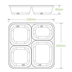4-Compartment Large Natural Plant Fibre Takeaway Base