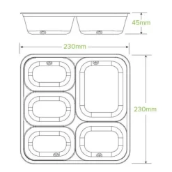 5-Compartment Large Natural Plant Fibre Takeaway Base