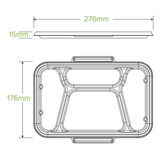 4-Compartment Natural Plant Fibre Takeaway Lid