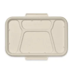 4-Compartment Natural Plant Fibre Takeaway Lid