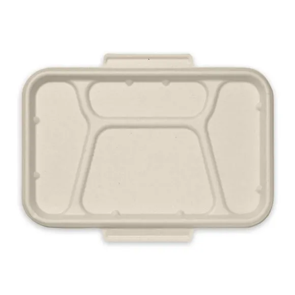 4-Compartment Natural Plant Fibre Takeaway Lid