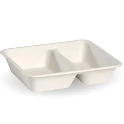 2-Compartment White Plant Fibre Takeaway Base