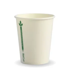 280ml / 8oz (80mm) White Green Line Single Wall BioCup