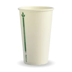 350ml / 12oz (80mm) White Green Line Single Wall BioCup