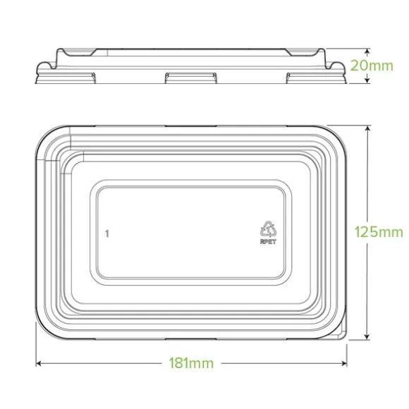 500ml & 600ml Clear RPET Takeaway Lid