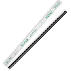 6mm Individual Wrapped Regular Black BioStraw