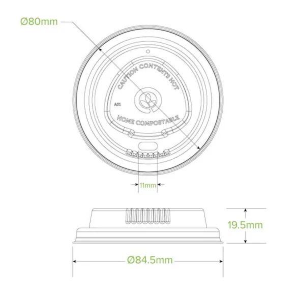 80mm Small Natural Plant Fibre BioCup Lid