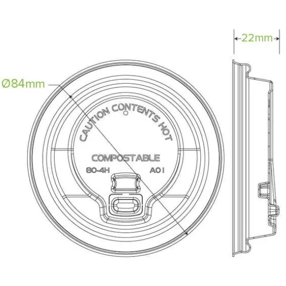 80mm Small White Reclosable Plant Fibre BioCup Lid