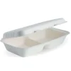 28x16x7cm / 11.6x6x3in 2-Compartment White Plant Fibre Clamshell