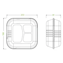 20x22x8cm / 7.8x8x3in 3-Compartment White Plant Fibre Clamshell