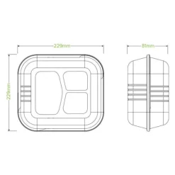 23x23x8cm / 9x9x3" 3-Compartment White Plant Fibre Clamshell