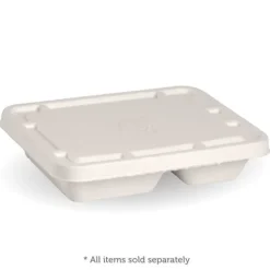 2 & 3-Compartment White Plant Fibre Takeaway Lid