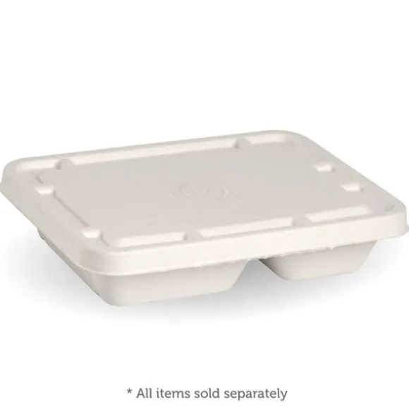 2 & 3-Compartment White Plant Fibre Takeaway Lid