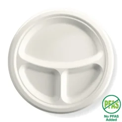 25cm / 10" 3-Compartment Round Plant Fibre Plate