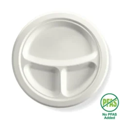 23cm / 9" 3-Compartment Round Plant Fibre Plate