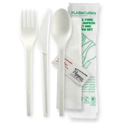 16.5cm / 6.5" PLA Knife, Fork, Spoon, Napkin, Salt & Pepper Set