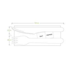 16cm Coated Wood Knife, Fork, Napkin, Salt & Pepper Set