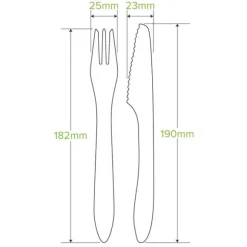 19cm Coated Wood Knife, Fork & Napkin Set