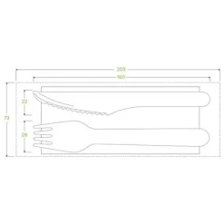 16cm Coated Wood Knife, Fork & Napkin Set