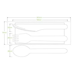 16cm Wood Knife, Fork, Spoon & Napkin Set
