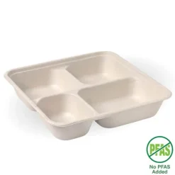 4-Compartment Large Natural Plant Fibre Takeaway Base
