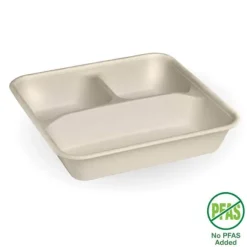 3-Compartment Natural Plant Fibre Takeaway Base
