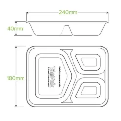 3-Compartment Natural Plant Fibre Takeaway Base