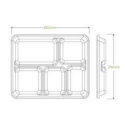 5-Compartment Plant Fibre Tray
