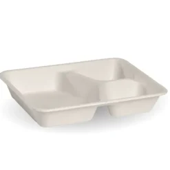 3-Compartment White Plant Fibre Takeaway Base