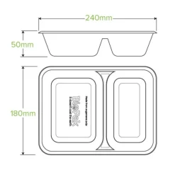 2-Compartment White Plant Fibre Takeaway Base