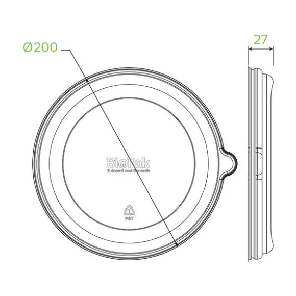 800-1,420ml / 24-48oz Clear RPET BioBowl Lid