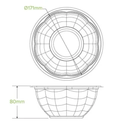 1,080ml / 32oz Clear Salad BioBowl