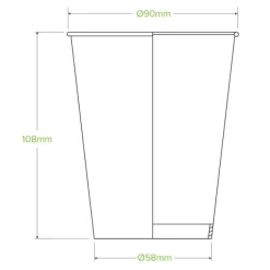 390ml / 12oz (90mm) Green Cold Paper BioCup