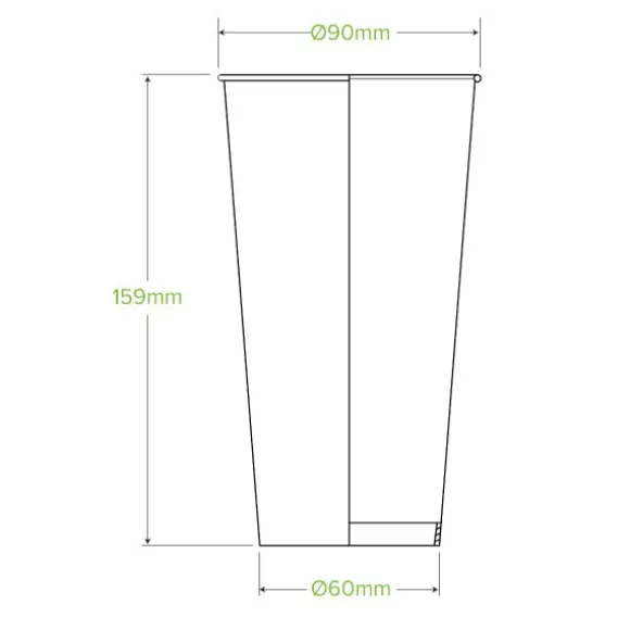 600ml / 20oz (90mm) Green Cold Paper BioCup