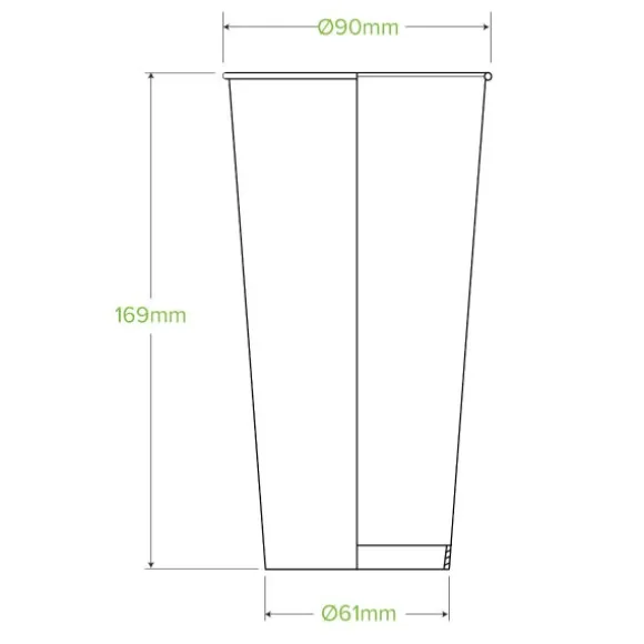 650ml / 22oz (90mm) Green Cold Paper BioCup