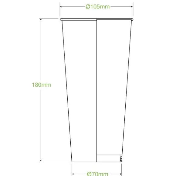 960ml / 32oz (105mm) Green Cold Paper BioCup