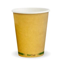 280ml / 8oz (80mm) Kraft Green Stripe Single Wall BioCup