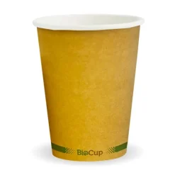 390ml / 12oz (90mm) Kraft Green Stripe Single Wall BioCup