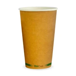 510ml / 16oz (90mm) Kraft Green Stripe Single Wall BioCup