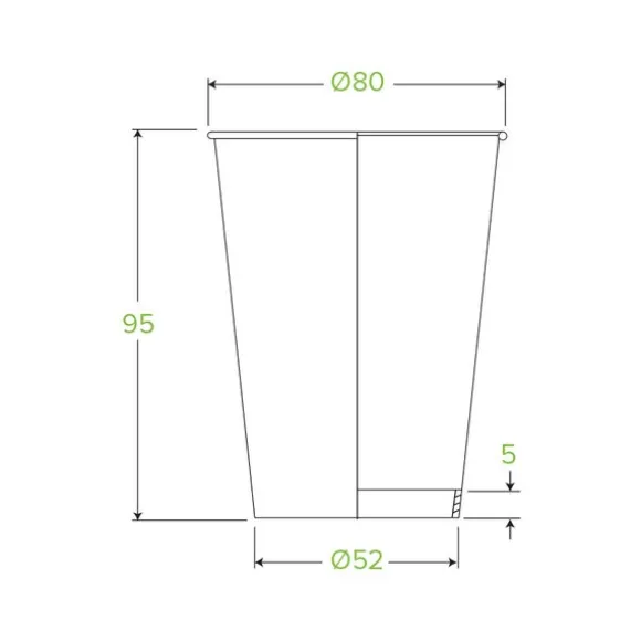 280ml / 8oz (80mm) Leaf Single Wall BioCup