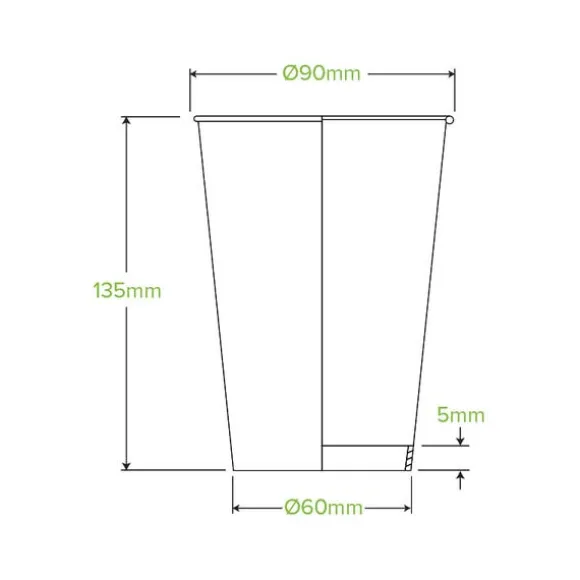 510ml / 16oz (90mm) Stone Single Wall BioCup
