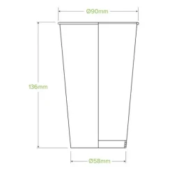 500ml / 16oz (90mm) White Cold Paper BioCup