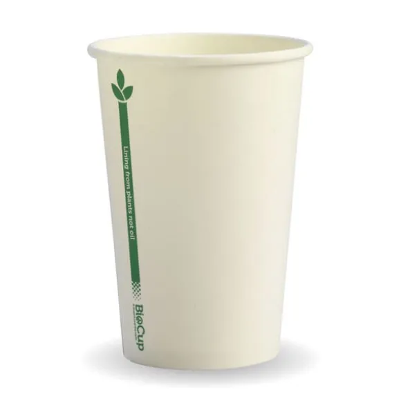 320ml / 10oz (80mm) White Green Line Single Wall BioCup