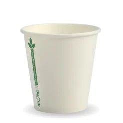 230ml / 6oz (80mm) White Green Line Single Wall BioCup