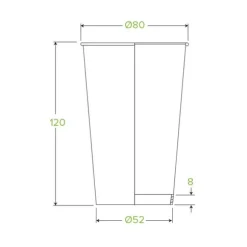 350ml / 12oz (80mm) White Green Line Single Wall BioCup