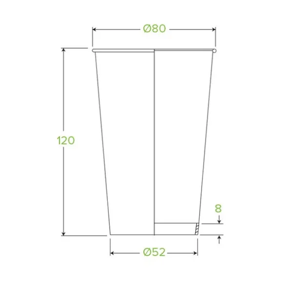 350ml / 12oz (80mm) White Single Wall BioCup