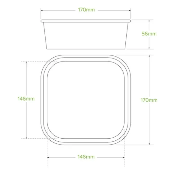 1,000ml Kraft BioBoard Square Takeaway Base